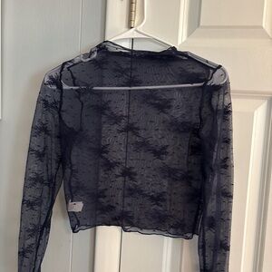 Elegant Sheer Navy Lace Top